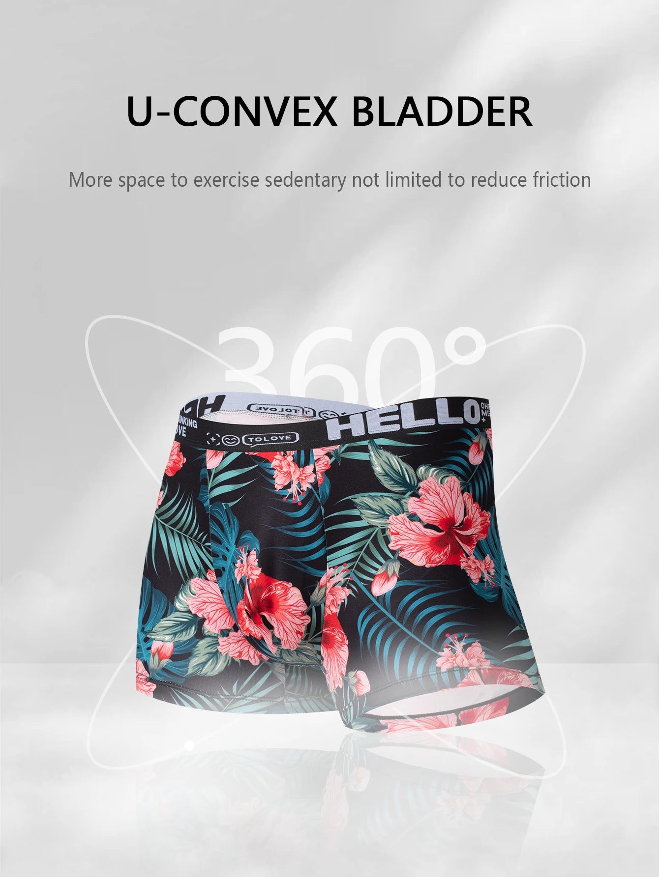Explosive 4 pairs of men's trendy underwear breathable flowers printed boxer shorts boys explosive boxer shorts non-marking brea