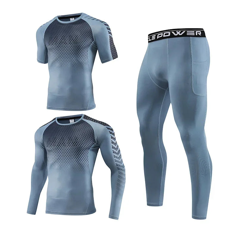 Mens Fitness Sportswear Set Moisture-wicking for Gym Running Leggings Dry Fit and Comfortable Workouts Sports Wear Clothes