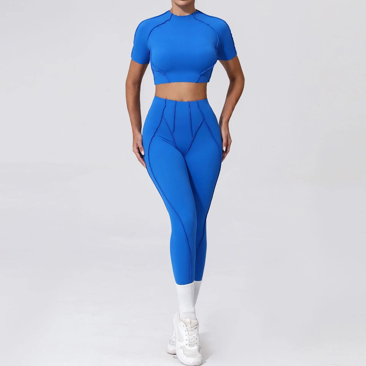 Seamless Yoga Sets Sports Fitness Hip-lifting High Waist Skinny Long-sleeved Suit Running Workout Gym Leggings Sets for Women