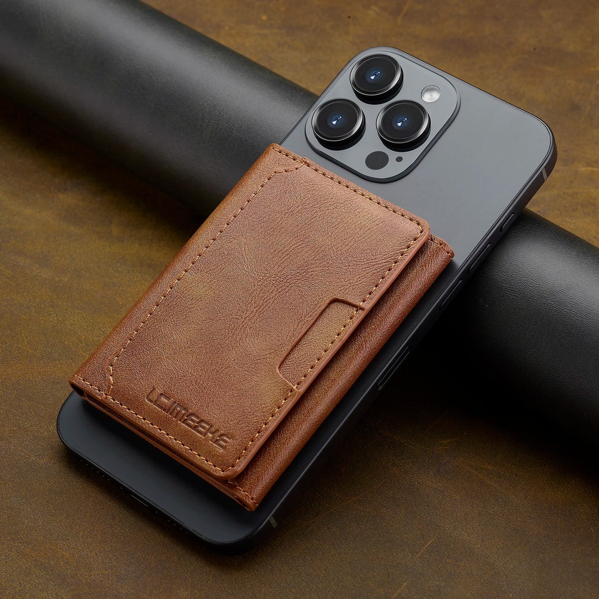 Magnetic Card Solt Bag for iPhone Samsung Google Xiaomi Magsafe Functions Card Holder Wallet PU Leather Men Slim Purses Pocket