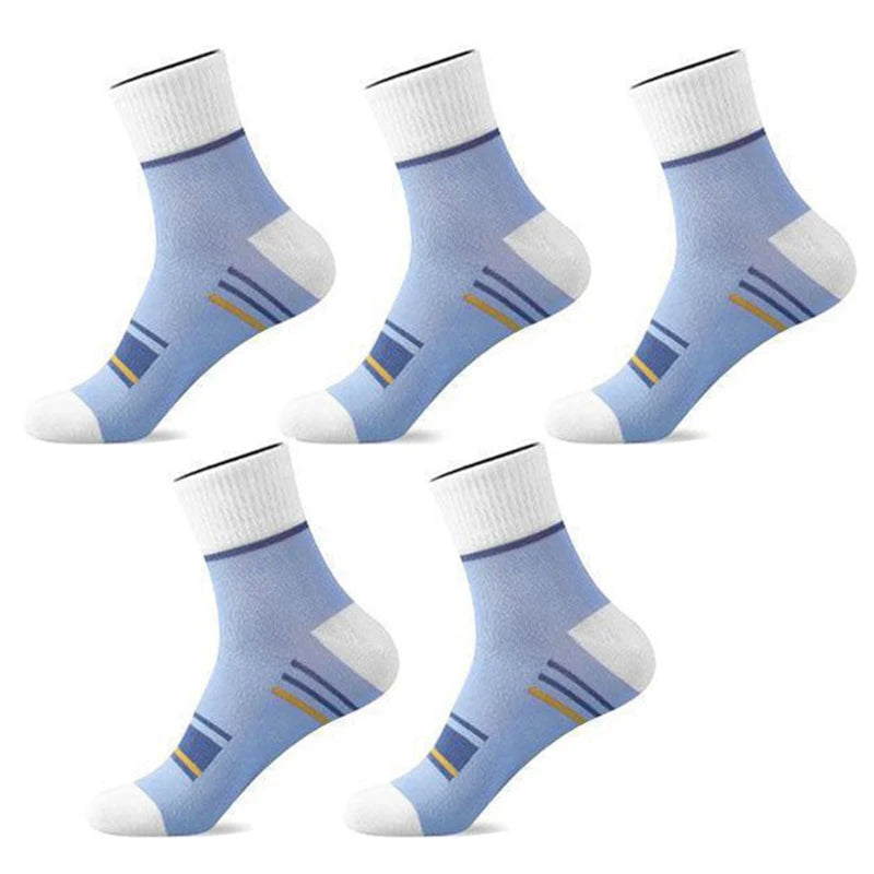 5 Pairs Men's Cotton Socks Sweat-absorbing Breathable Anti-odor Thick Models Of Long Socks Trendy Sports Cotton Socks Men