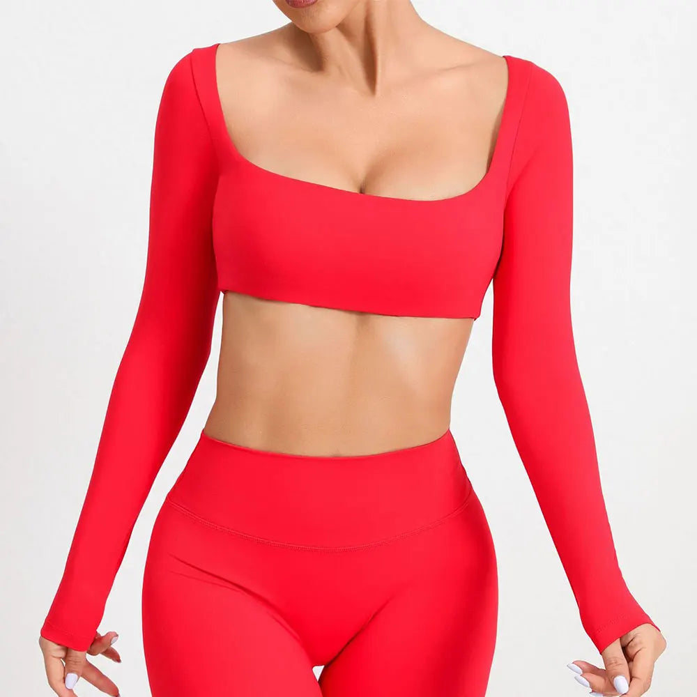 Sexy Fitness Long Sleeve Yoga Clothes Backless Gym Top Women Breathable Sports Crop Yop Shirts Quick Dry Sportswear Women Top