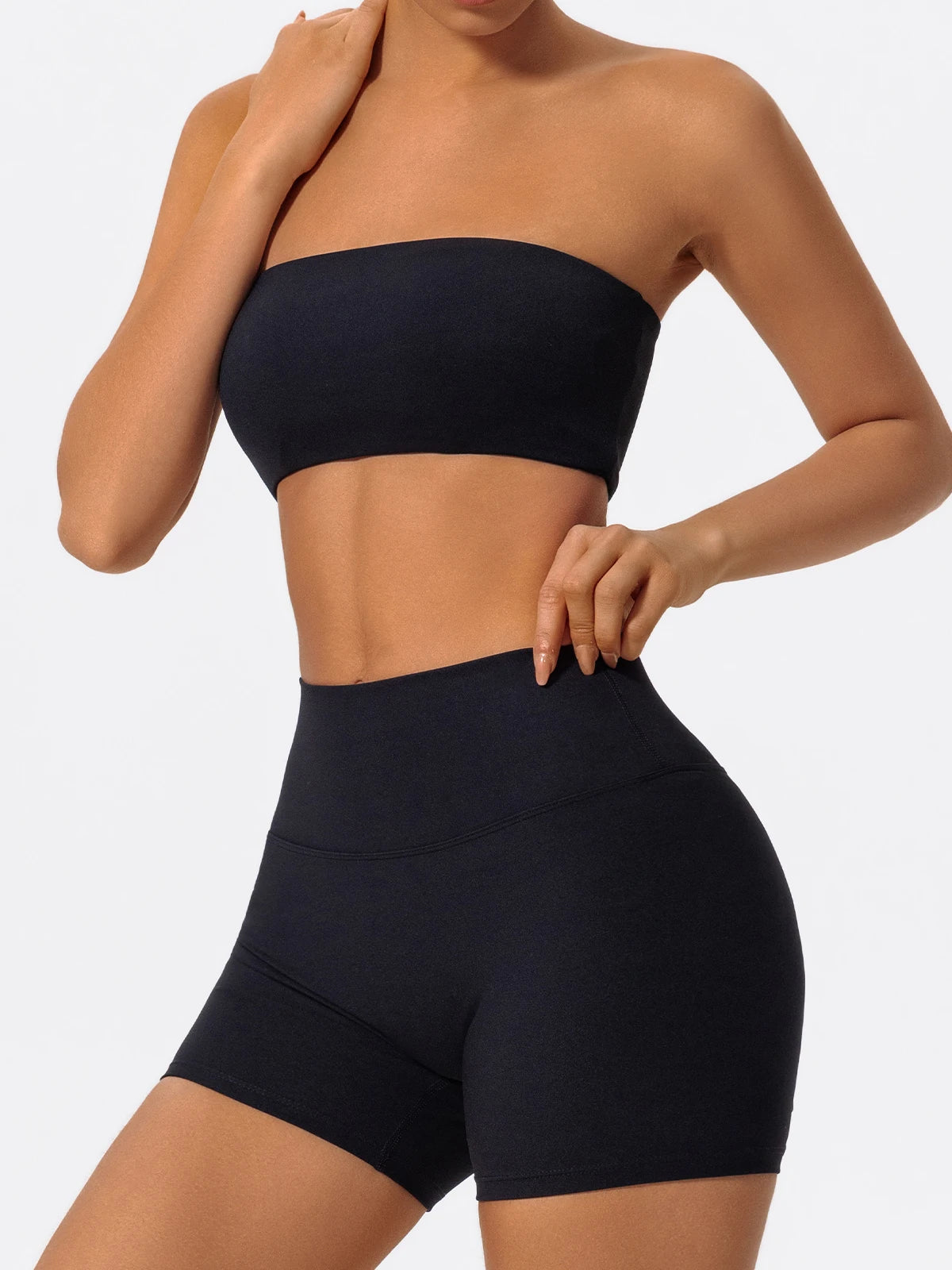 Summer Two Piece Fitness Sports Set Women Workout Yoga Outfit Strapless Bra Woman 2Ps Gym Crop Top Deportivos Mujer Gym Suits