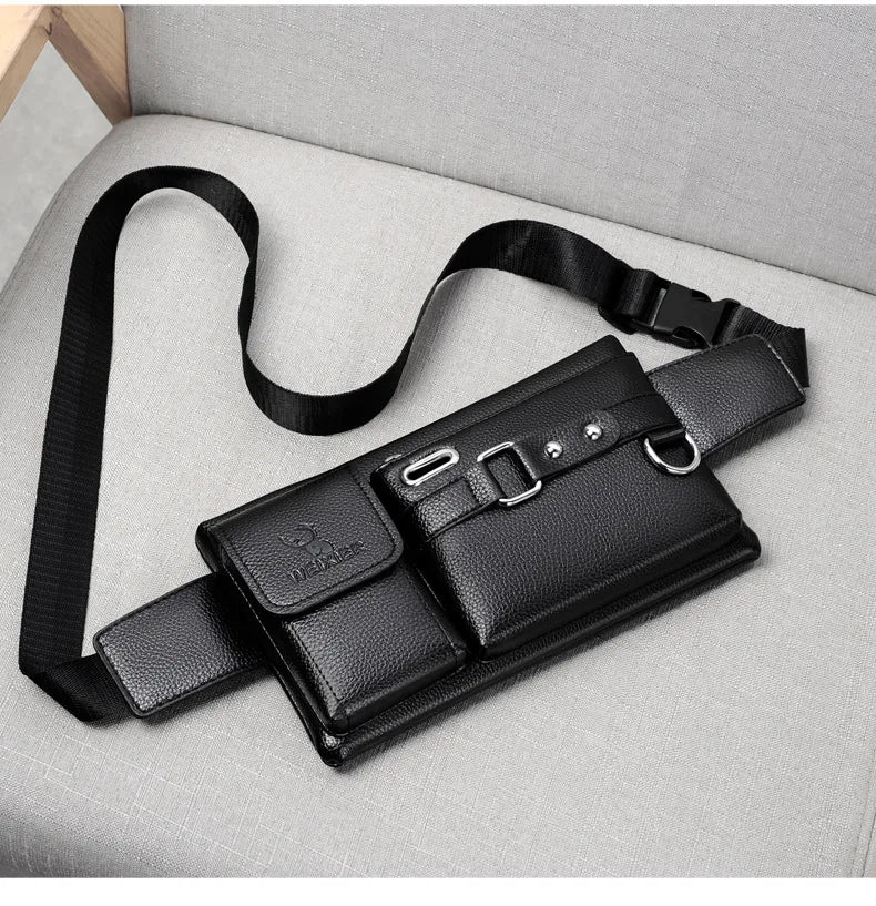 Men's Waist Pack Leather Bag Waist Belt Bag Male Leather Fanny Pack Fashion Luxury Small Shoulder Bags For Men Coin Purse