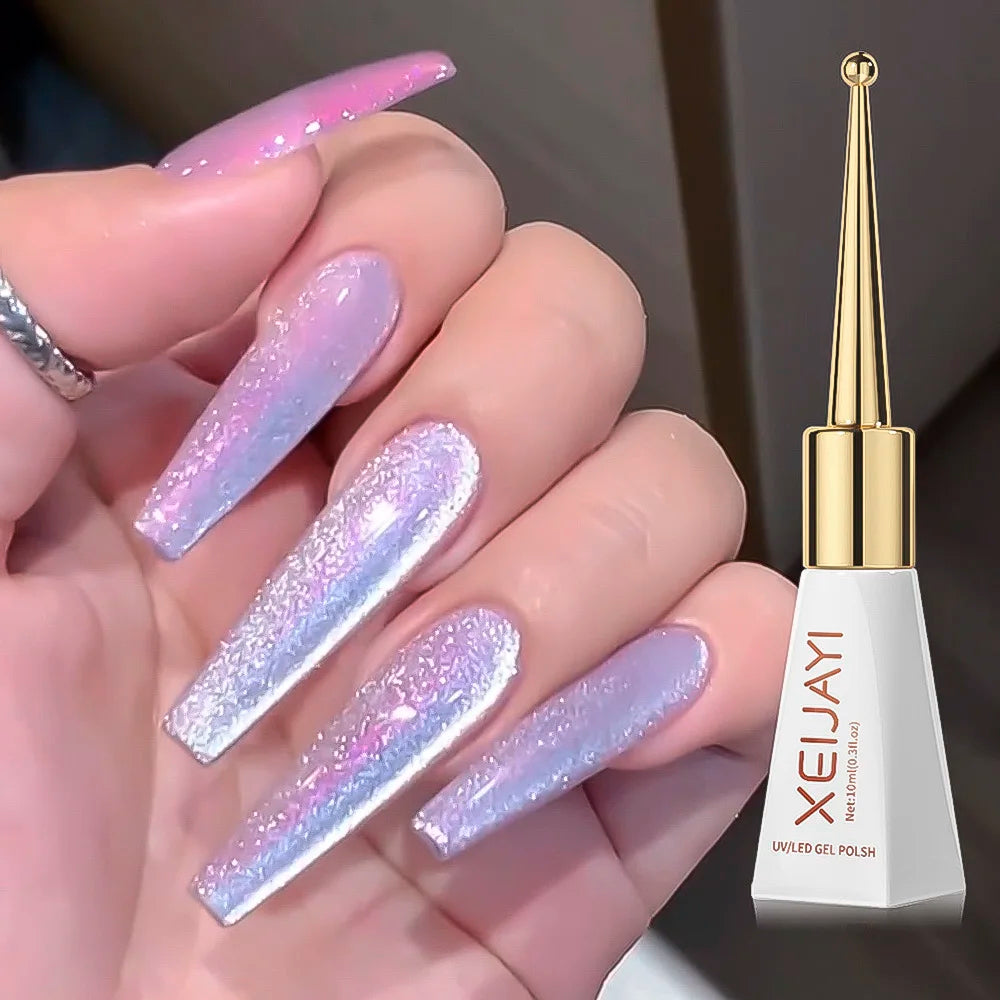 10ml/jar Moonlight White Magnetic Laser Gel Nail Polish Reflective Glitter Cat Eye Gel Semi-permanent UV Magnetic Venalisa GY