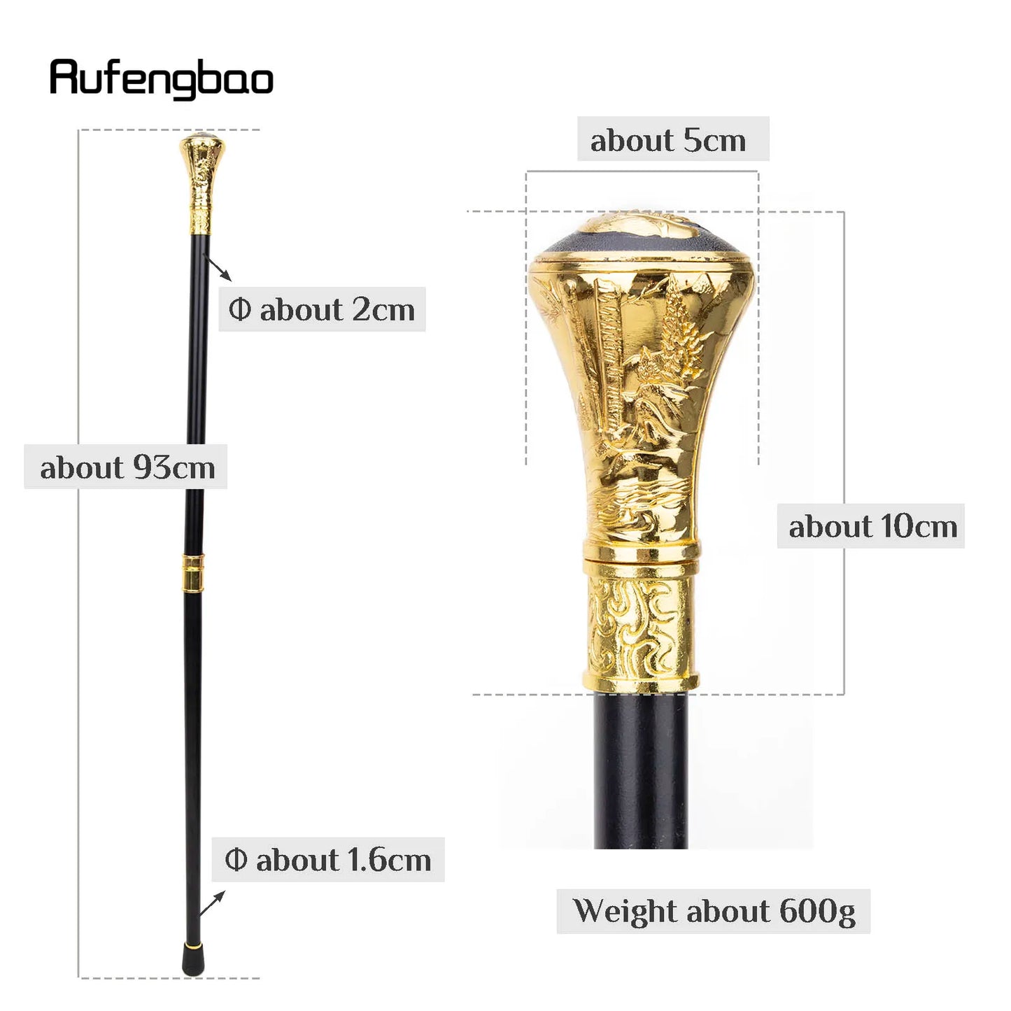 Gold Luxury Eagle Hawk Head Relief Walking Cane Fashion Decorative Walking Stick Gentleman Elegant Cosplay Knob Crosier 93cm