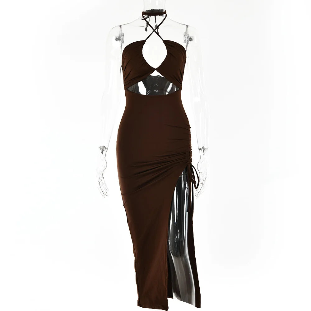 Sleeveless Sexy Female Midi Backless Dresses Slim Night Club Party Women's Dress Bodycon Vestidos Elegantes