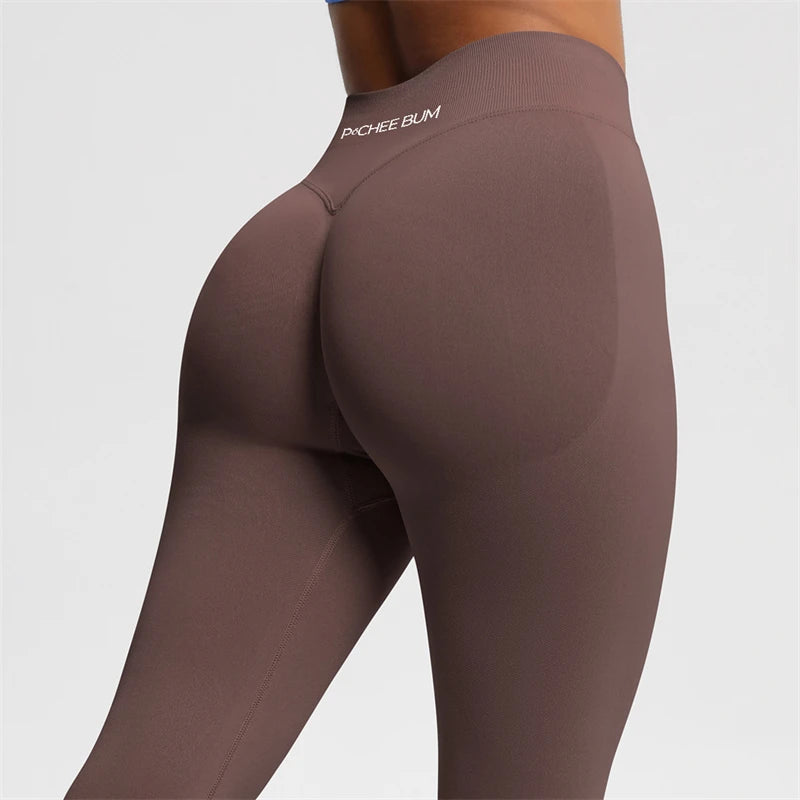 Bum Shaping Leggings Women Seamless Sports Yoga Pants Low Ribbed Band Gym clothes Fitness Workout Scrunch Butt Tight