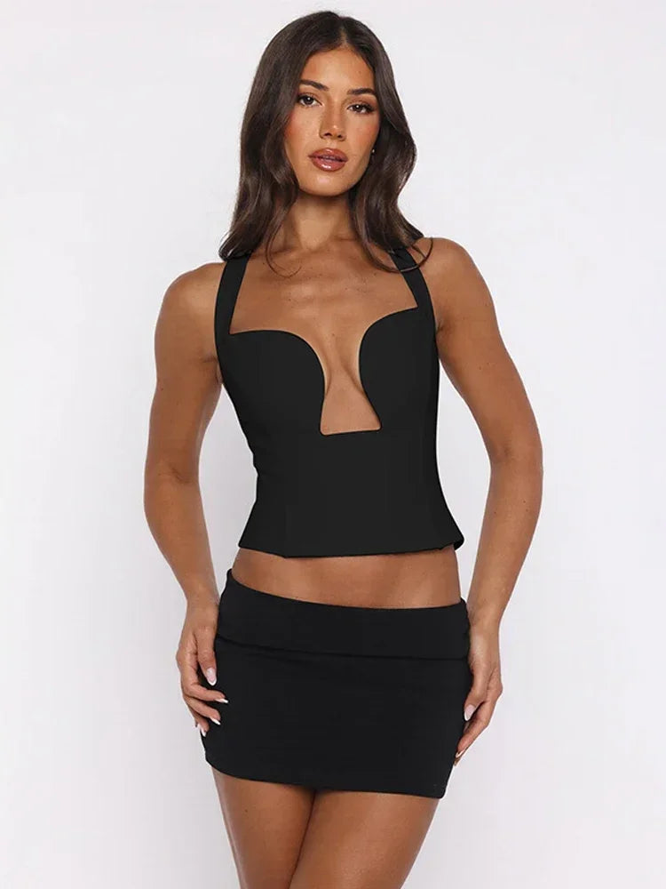 Elegant Backless Lace Up Halter Tops Women Sexy Sleeveless Off Shoulder Low-cut Slim Cropped Top 2026 Lady High Street Chic Wear