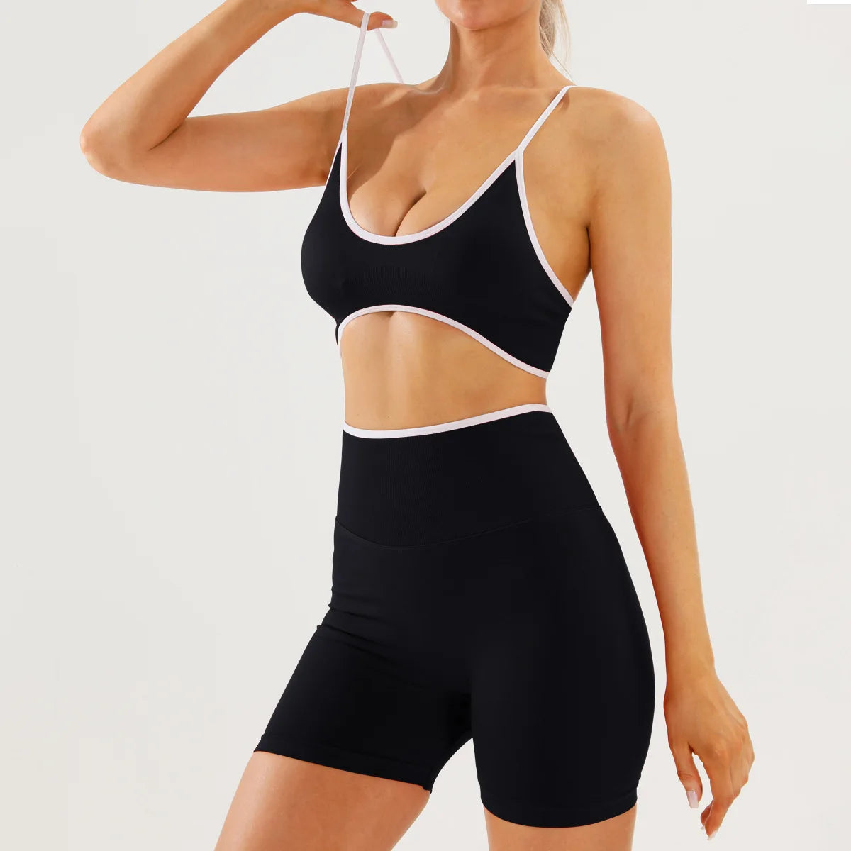 Color blocking sports suit for women, backless tight yoga suit, quick drying, outdoor running, fitness yoga suit