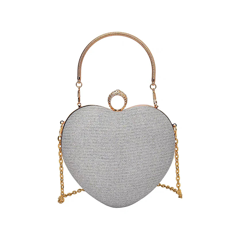 Gold Bright Silk Circular Evening Bag Women Banquet Clutch Rhinestone Decor Chain Shoulder Bags Luxury Female Party Handbags