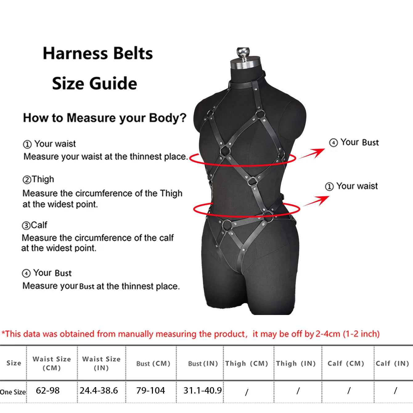 Full Body PU Leather Harness Fashion Body Harness Lingerie Women Adjustable Waist Belt for Party Cosplay