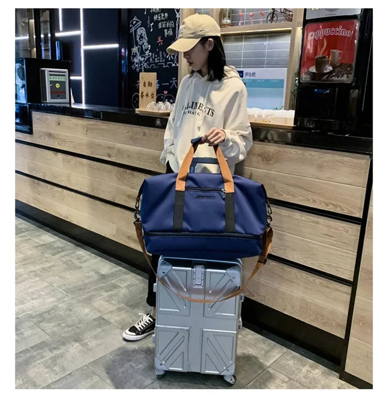 Mode Gym Fitness Taschen für Frauen Große Kapazität Herren Sporttasche Wasserdichte Wochenend Reise Weibliche Messenger Bag Trocken Und Nass