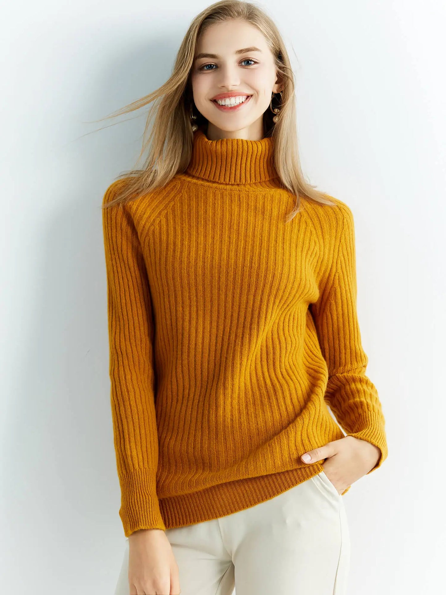 Cashmere Wool Sweater Women's Knitted Sweaters 100% Merino Wool Turtleneck Long-Sleeve Pullover Winter Autumn Jumper Top Clothes
