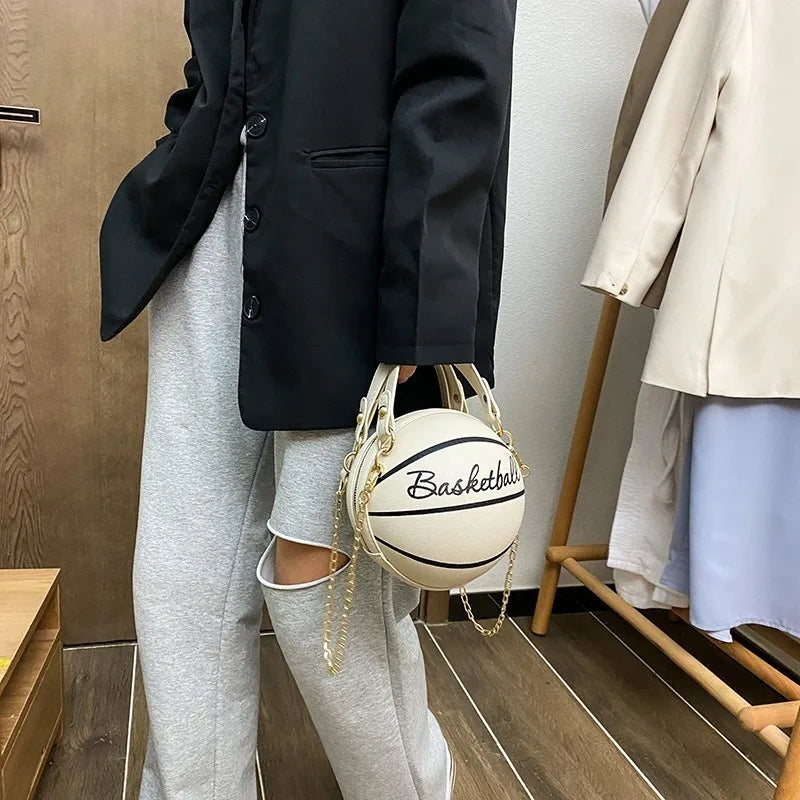 New hot ladies shoulder bag, basketball bag PU leather chain, new font printing, young ladies handbags, fashion bags.