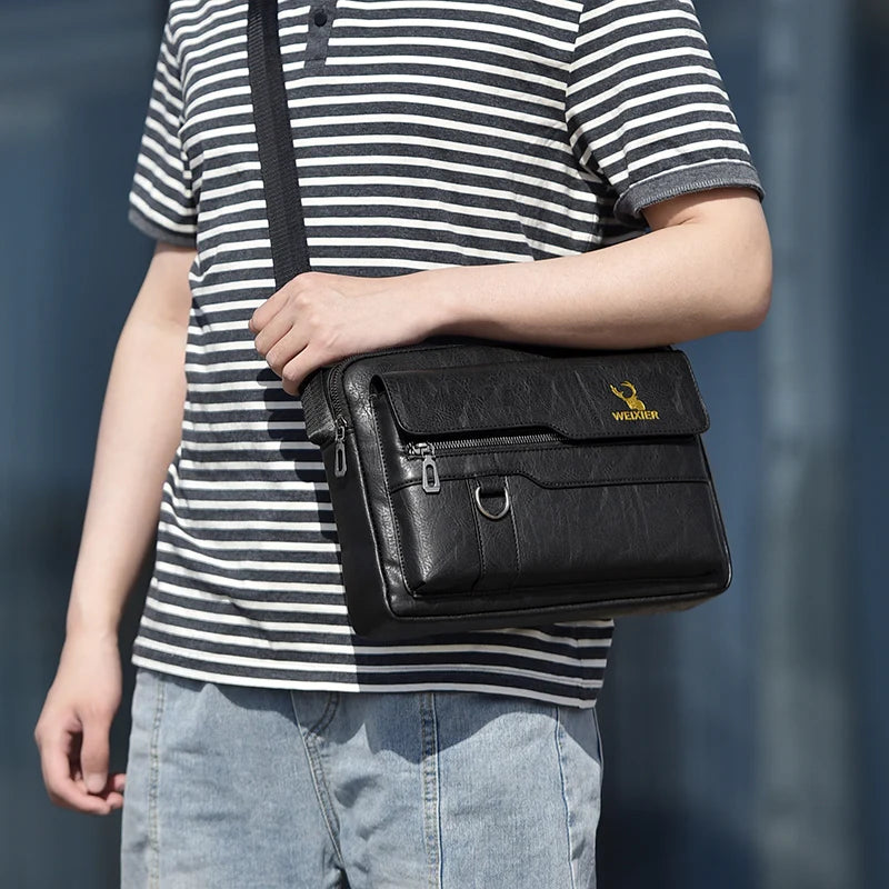 WEIXIER Shoulder Bag Men's Crossbody Bags PU Leather Handbag Capacity Men Messenger Bags Top handle Tote Bag for Male 가방 рюкзак