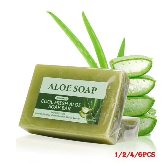 1/2/4/6Pcs Aloe Vera Whitening Soap, Remove Acne, Pimples, Skin Radiant, Improve Skin Luster, Vegan Bath Wash for All Skin Types
