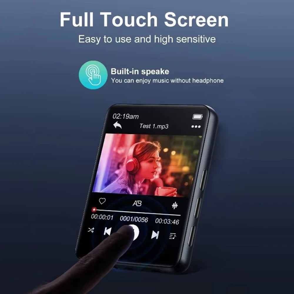 2026 New Bluetooth 5.4 Touch Screen MP3 Player HiFi Lossless Music Play Built-in Speaker 32GB Support Recording E-Book