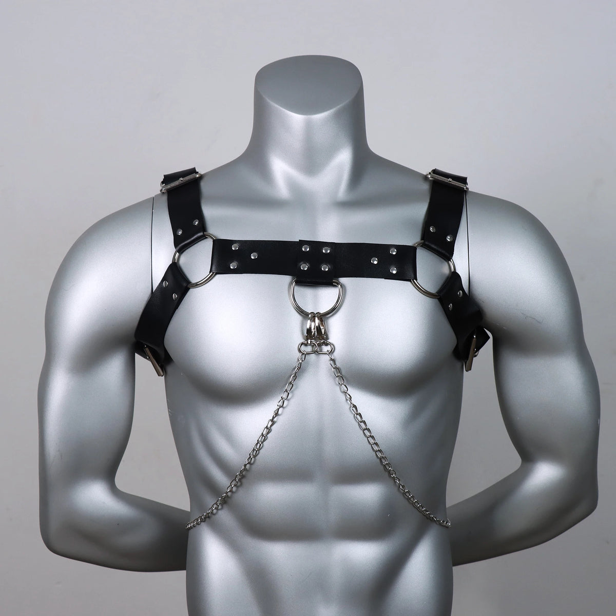 Men's Punk-Style Leather Chest Harness,Portable and Stylish for Casual and Formal Wear, Faux Leather
