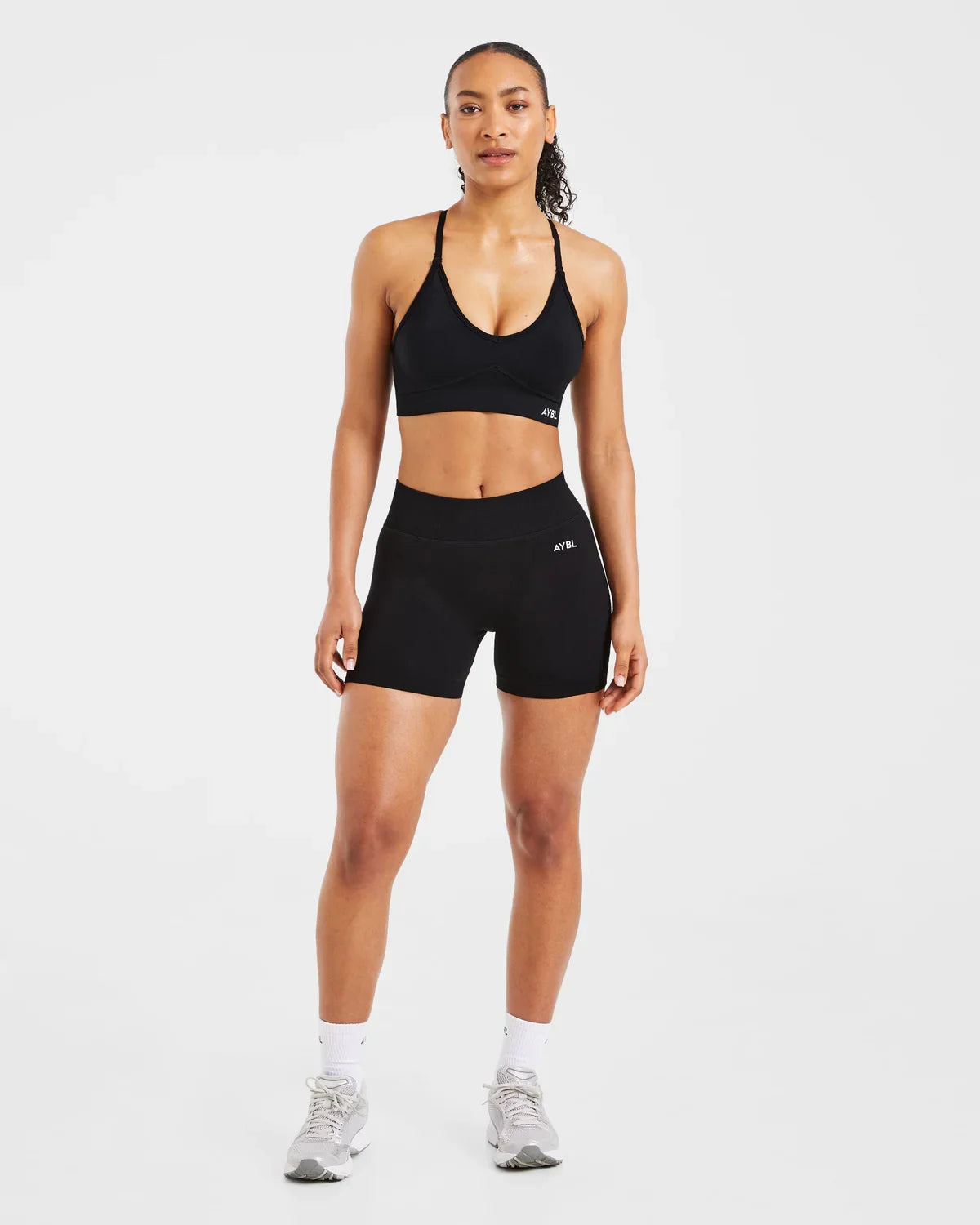 Brand Women's Sports & Yoga Set: Seamless Compression Shorts and Yoga Bra—Moisture-Wicking, Non-Slip, and Secure.