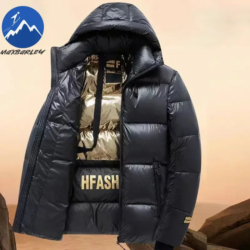 Down Jacket Men Winter Waterproof Goose Jacket Men Luxury Brand Hooded Feather Goose Coat Women Black Puffer Jacket Man 2023 New