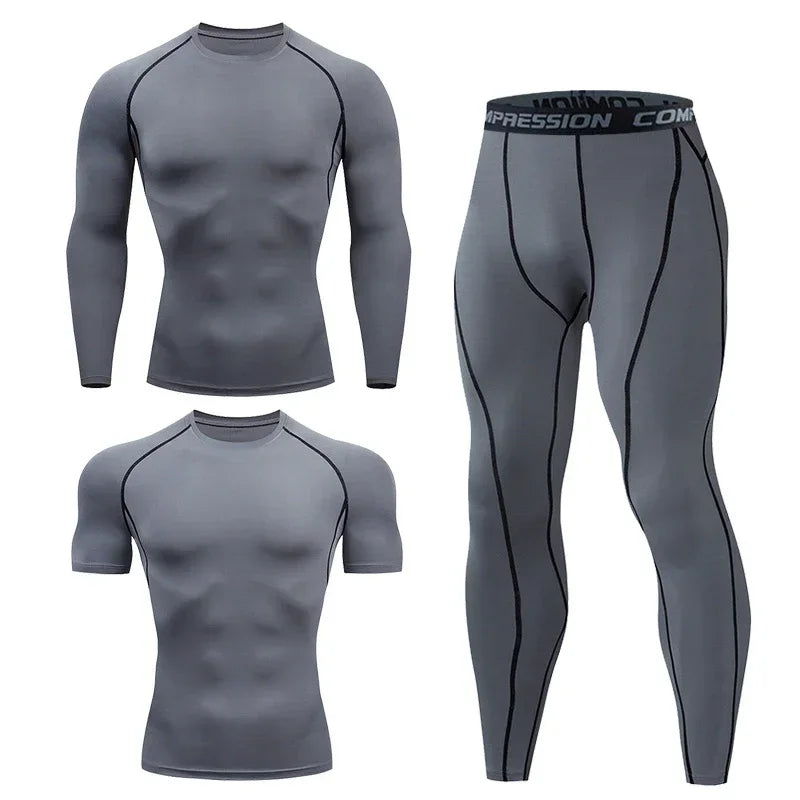 Mens Fitness Sportswear Set Moisture-wicking for Gym Running Leggings Dry Fit and Comfortable Workouts Sports Wear Clothes