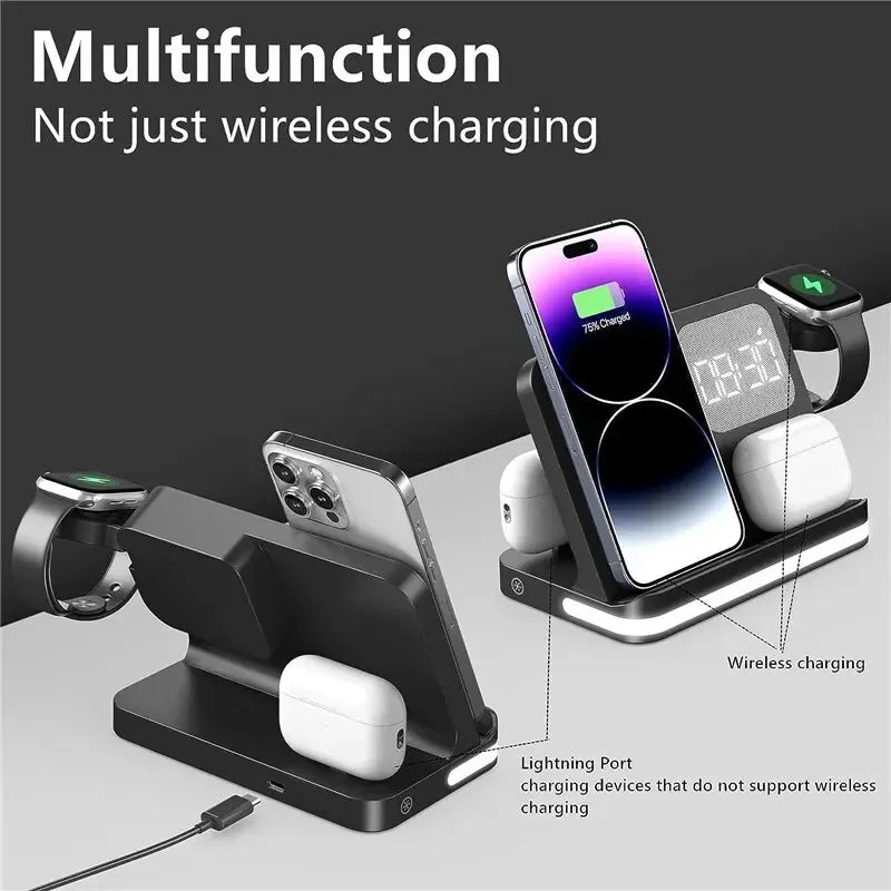 Wireless Charger Stand For iPhone 17-12 Samsung S25 S22 Ultra Fold Z Flip Galaxy Watch Active Buds Fast Charging Station Holder