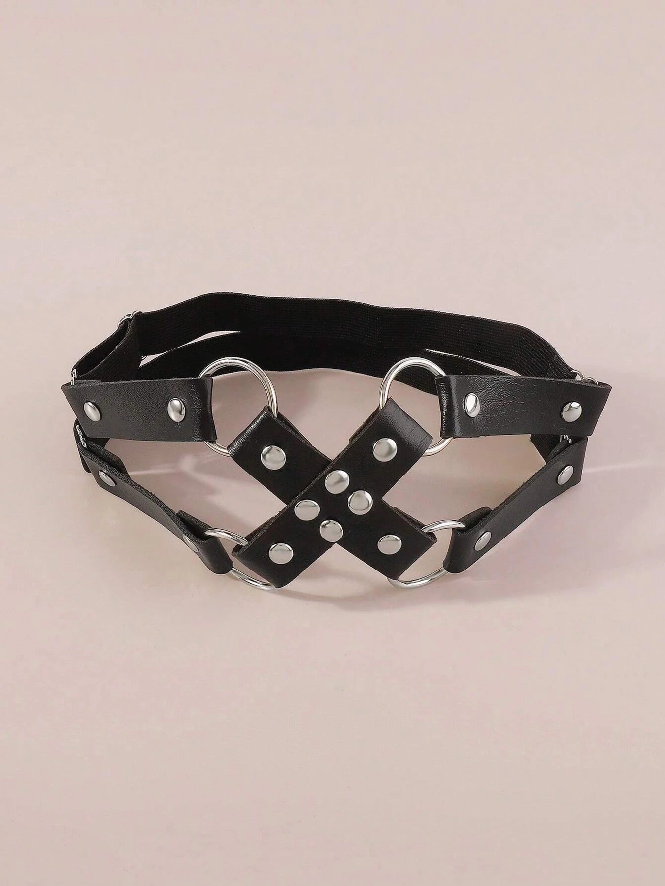 Sexy Rock Round Ring Loop Elastic X Shape Leather Belt Leg Accessories Girl Women Harness Goth Black Gothic Punk Thigh Garter