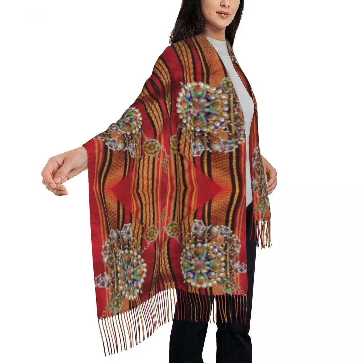 Individuell bedruckter Amazigh Kabyle Schmuckschal Damen Herren Winter warme Schals Afrika Berber Ethno-Stil Tücher Wraps