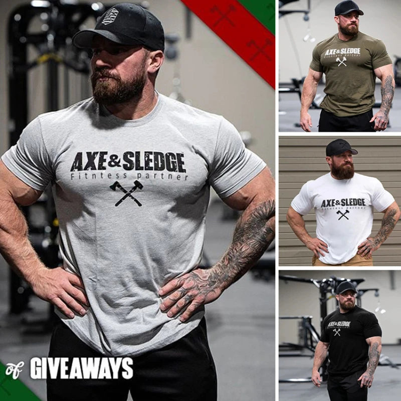 Herren Sommer Bedruckte Kleidung Baumwoll Sweatshirt Sport Casual Running Kurzarm T-Shirt Männliches Fitnessstudio Fitness Training T-Shirt Strumpfhose