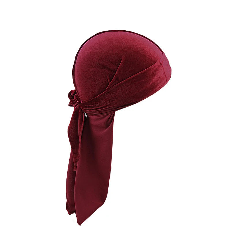 Modische Bandana-Hüte aus Samt, Durag für Männer und Frauen, Du Rag, Unisex, solide Kopfbedeckung, Stretch, Reithelm, Unterhut, Piratenmütze