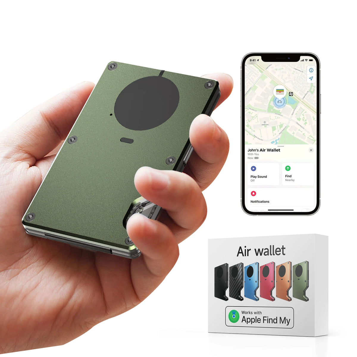 Wallet With Built In Airtag Chip, Rfid Blocking Credit Card Holder, Slim Wallet For Men, Compatible With Apple Find My ios Only