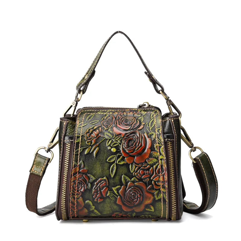 High Quality Natural Skin Cross Body Tote Purse Handbag Luxury Floral Women Messenger Shoulder Top Handle Genuine Leather Bags