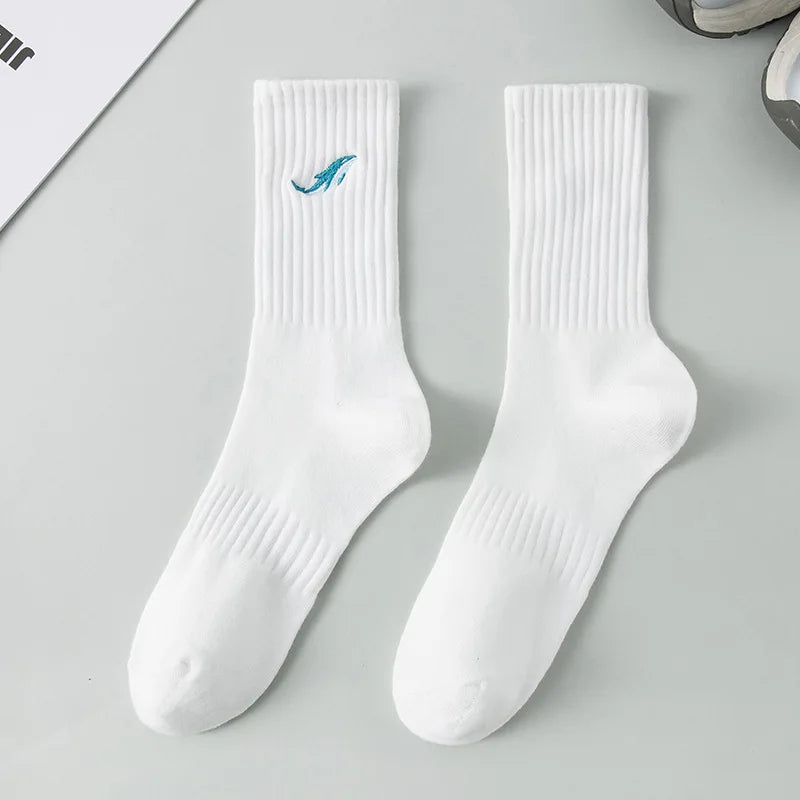 New Athletic Embroidered Socks for Men Basketball Cotton Crew Socks Fashion Women Men Sports Running Socks High Quality