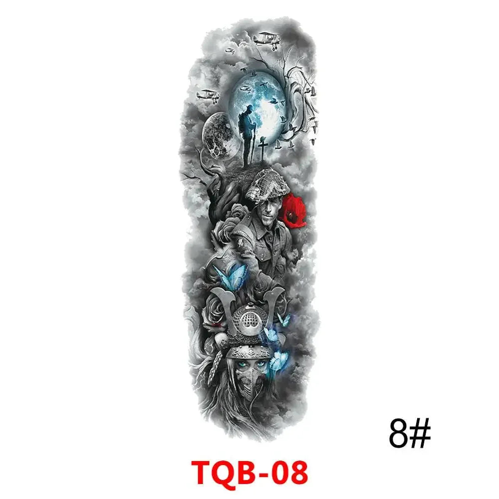 Waterproof Temporary Tattoo Sticker Full Arm Large Skull Old School Tatoo Stickers Flash Fake Tattoos for Men Women