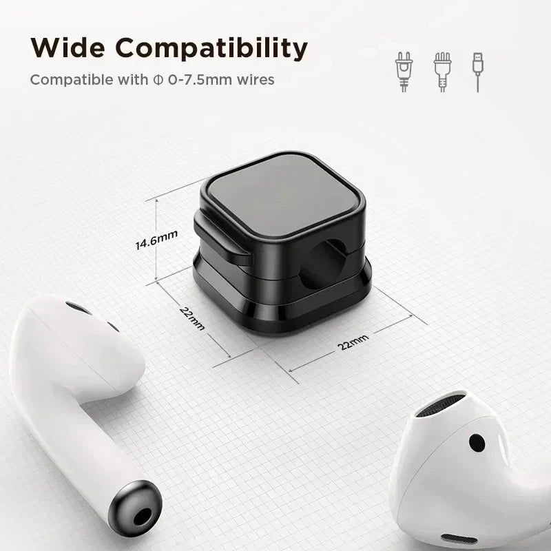 Magnetic Cable Clip Cable Holder Adhesive Wire Keeper Cord Cable Organizer for Home Office Under Desk Management