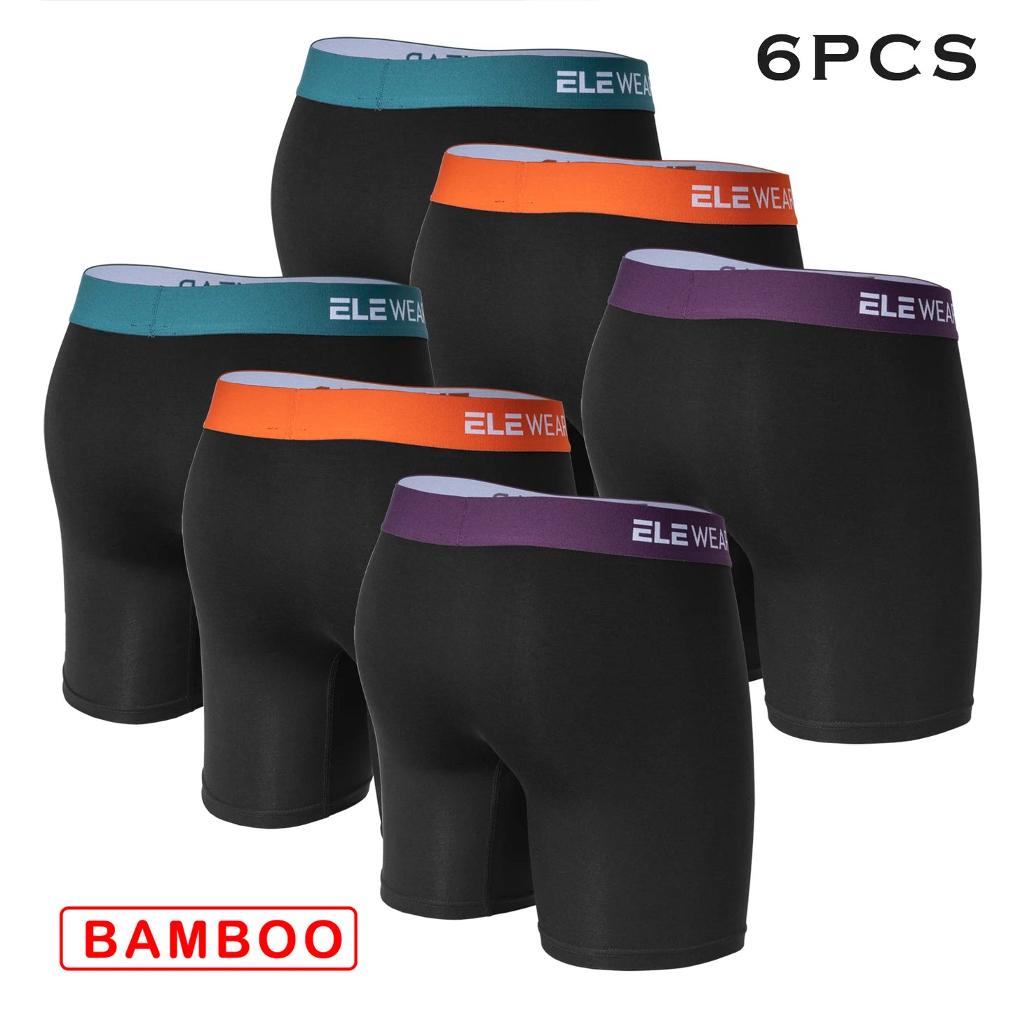 6 pcs Bamboo Men Underwear With Opening Breathable Mens Boxershorts Men's Panties Underpants Plus Size Fashion Boxers Brief