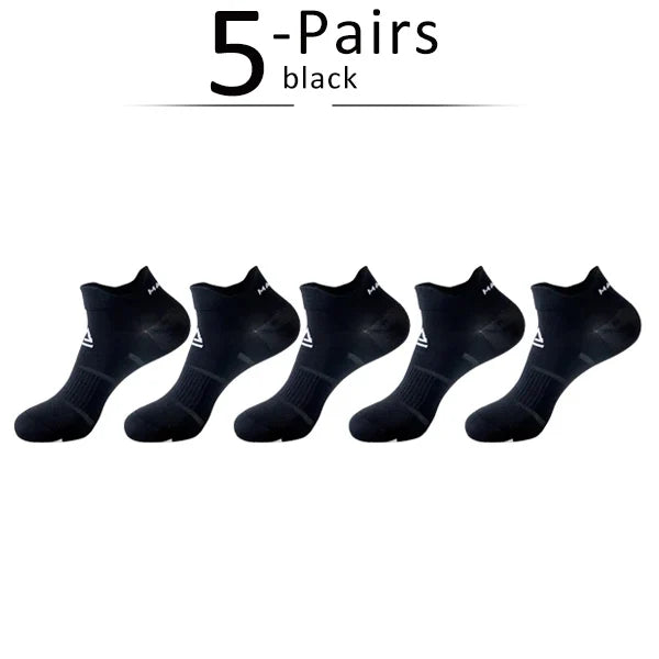 5 Pairs Man Sport Socks Professional Nylon Compression Sweat-Absorbing Quick-Drying Non-Slip Fitness Marathon Ankle Crew Socks
