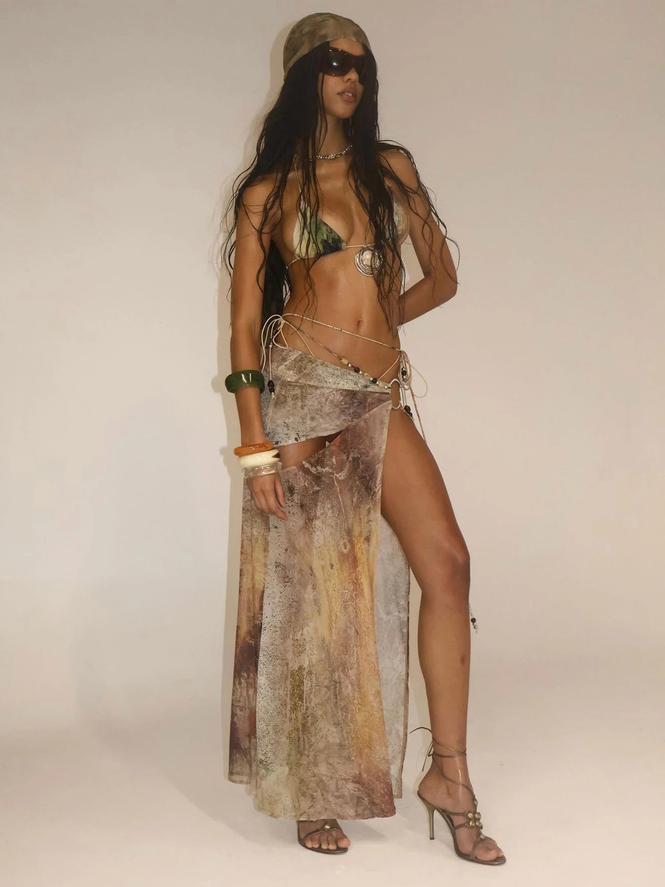 2025 New Sexy Print 3 Pcs Bikini With Skirt Print Halter Bikini Set Summer Women White Tube Top with Skirt Suit Female