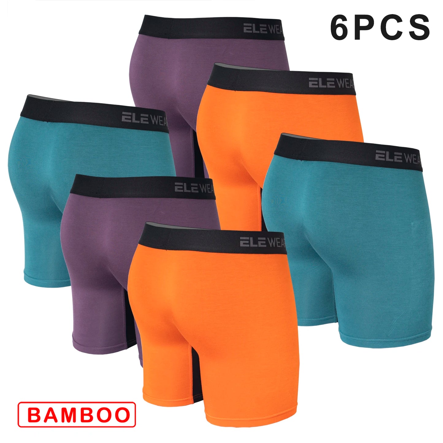 6 pcs Bamboo Men Underwear With Opening Breathable Mens Boxershorts Men's Panties Underpants Plus Size Fashion Boxers Brief