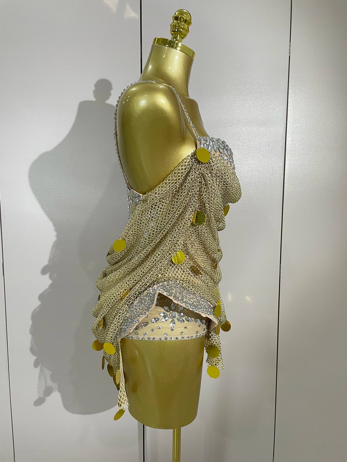 New Luxury Sparkly Diamond Sexy Mesh Bodysuit Women Evening Prom Birthday Party Gown Nightclub DJ Performance Stage Wear