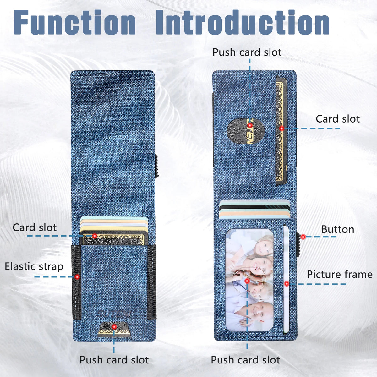 SUTENI Faux Leather Card Slot Wallet Flip Cover Unisex Card Box Pressing The Button Automatically Ejects The Card