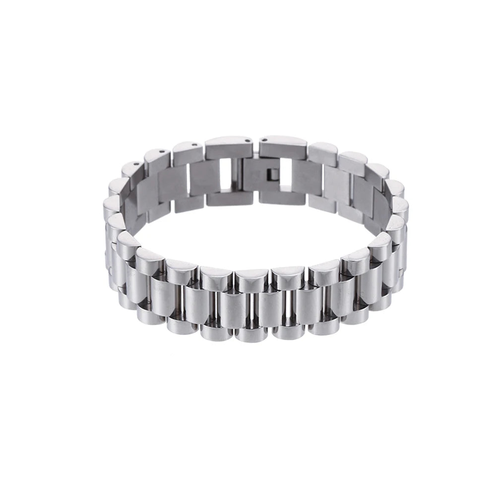 E.B.belle  New Stainless Steel Gold Plated Detachable Wristbands Bracelets Bangles For Women Men Gold Wrap Bracelets