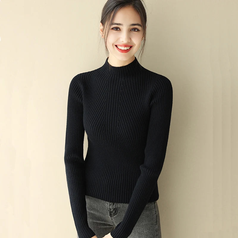 Autumn Winter Turtleneck Sweater Women Basic Slim Pullover Women Sweaters And Pullovers Knit Jumper Ladies Tops 2025