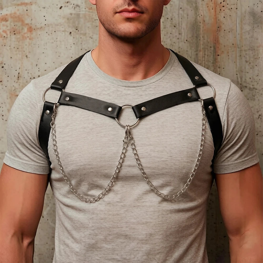 Street Fashion Men's PU Leather Harness Belt Y2K Style Gothic Belt Punk Rock Exotic Clothing Decoration Accessories Belt