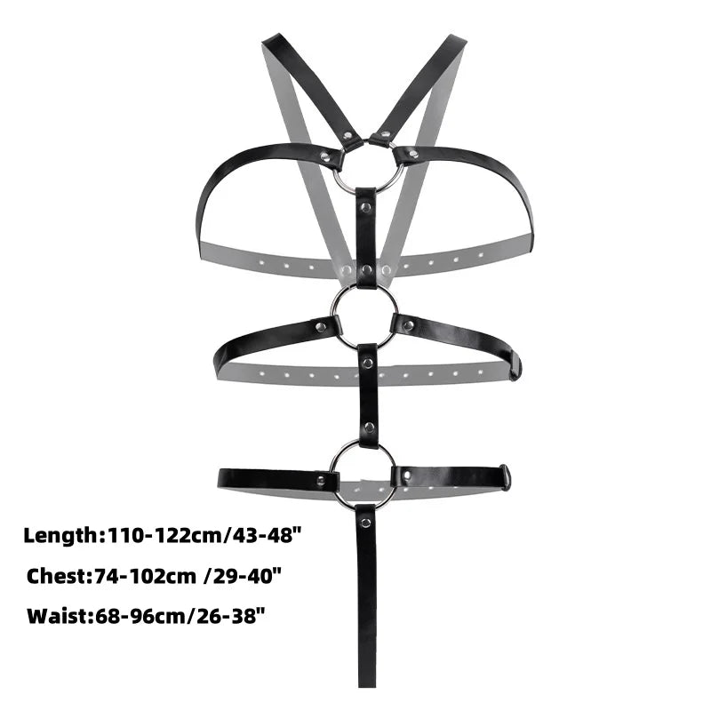 Men's Body Chest Harness Belt Adjustable Punk Leather Bodysuit Fetish Lingerie Bondage Strap Party Clubwear Male Sex Costumes