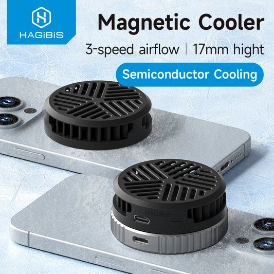 Magnetic Cell Phone Cooler Universal Cooling Fan Portable Mobile Phone Radiator for iPhone 17 Pro Gaming Live Streaming
