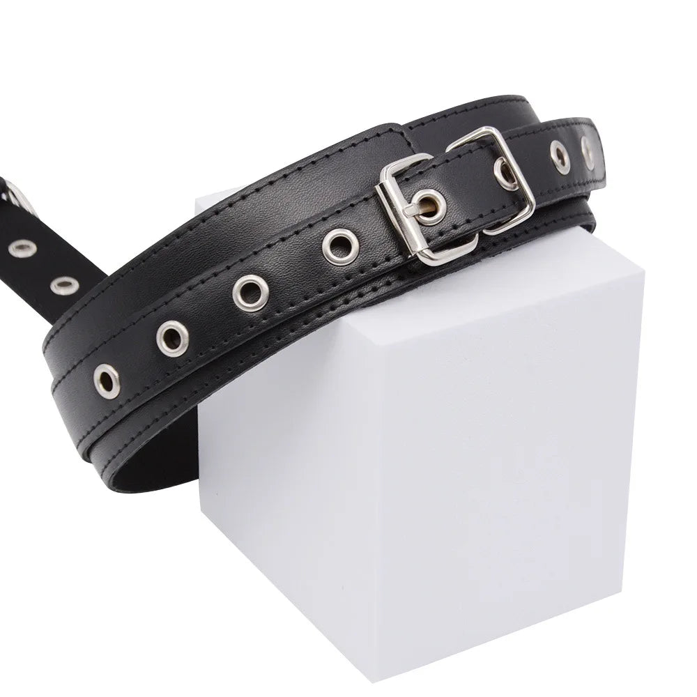 B*ndage R*straint Kit Adjustable Collar & Wrist Cuffs Durable PU Leather Fetish Play Set for Adult Couples