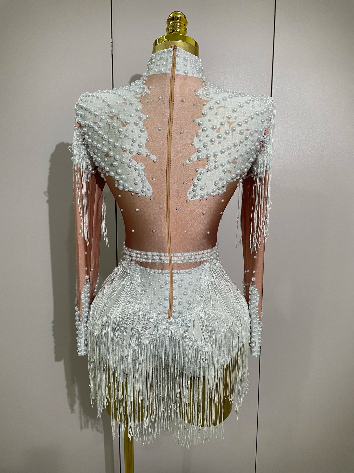 Sparkly Rhinestone Sequin Tassel Stretch Bodysuits 2025 New Arrival Women Birthday Party Nightclub Dj Stage Performance Costume