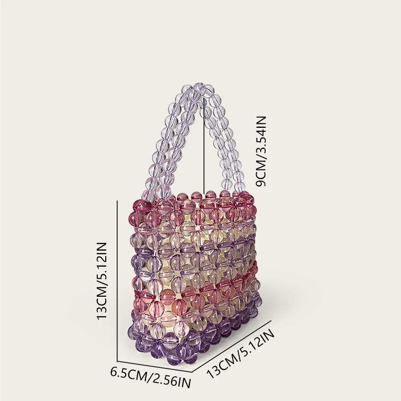 Handmade Beaded Woven Bucket Bag, Dinner Bag, Hand-held Single Shoulder, Diagonal Cross Bag, Round Bucket Bag, Women's Bag, New